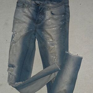 Womens Size 7/8 Distressed Gray Jeans for Men
